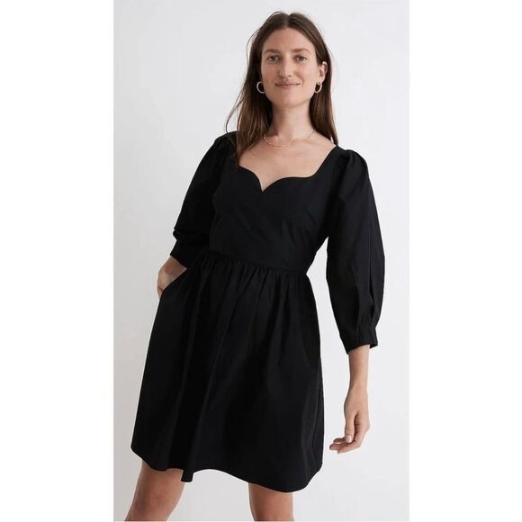 NWT Madewell Poplin Puff-Sleeve Mini Dress size 4‎ - Picture 1 of 14